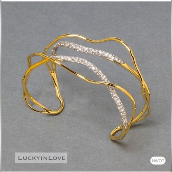 Alexis Bittar Jewelry - ALEXIS BITTAR • Solanales Gold Silver Crystal Cuff Bracelet